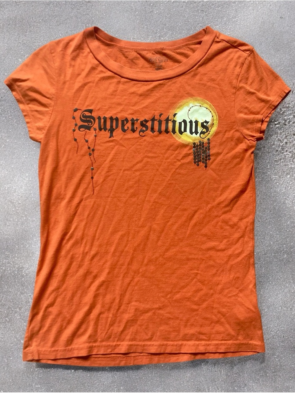 Old Navy Orange 'Superstitious' Graphic Tee - Women's